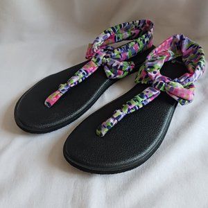 Sanuk Women's Yoga Sling Back Sandal Ella Print Colorful Shoe 1013332 Size 9